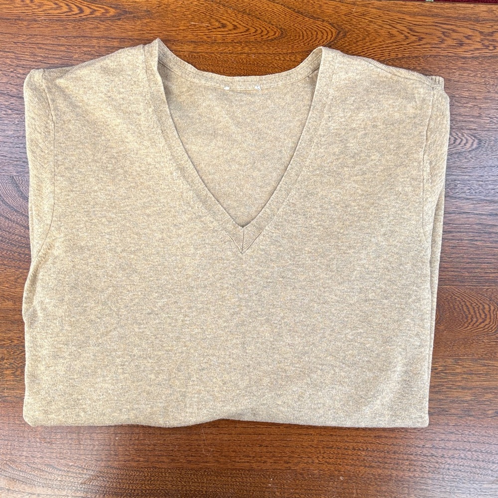 J. Jill Tan V-Neck Sweater/Tunic 2X?